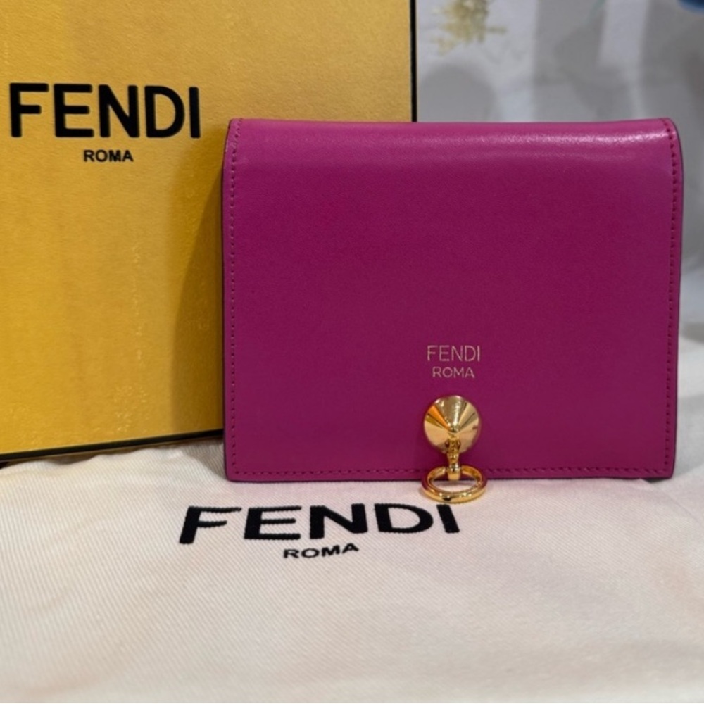 Fendi By The Way Bicolor Bifold Wallet Pink Tan